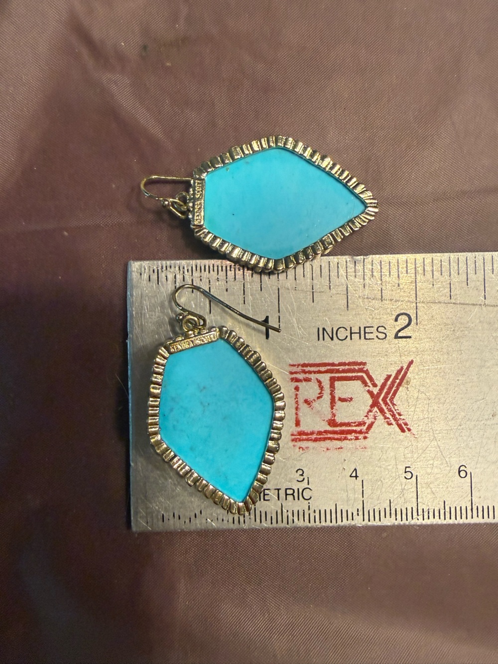 Kendra Scott Vintage Corley Gold-Plated Teardrop Turquoise Dangle Earrings - Picture 3 of 7